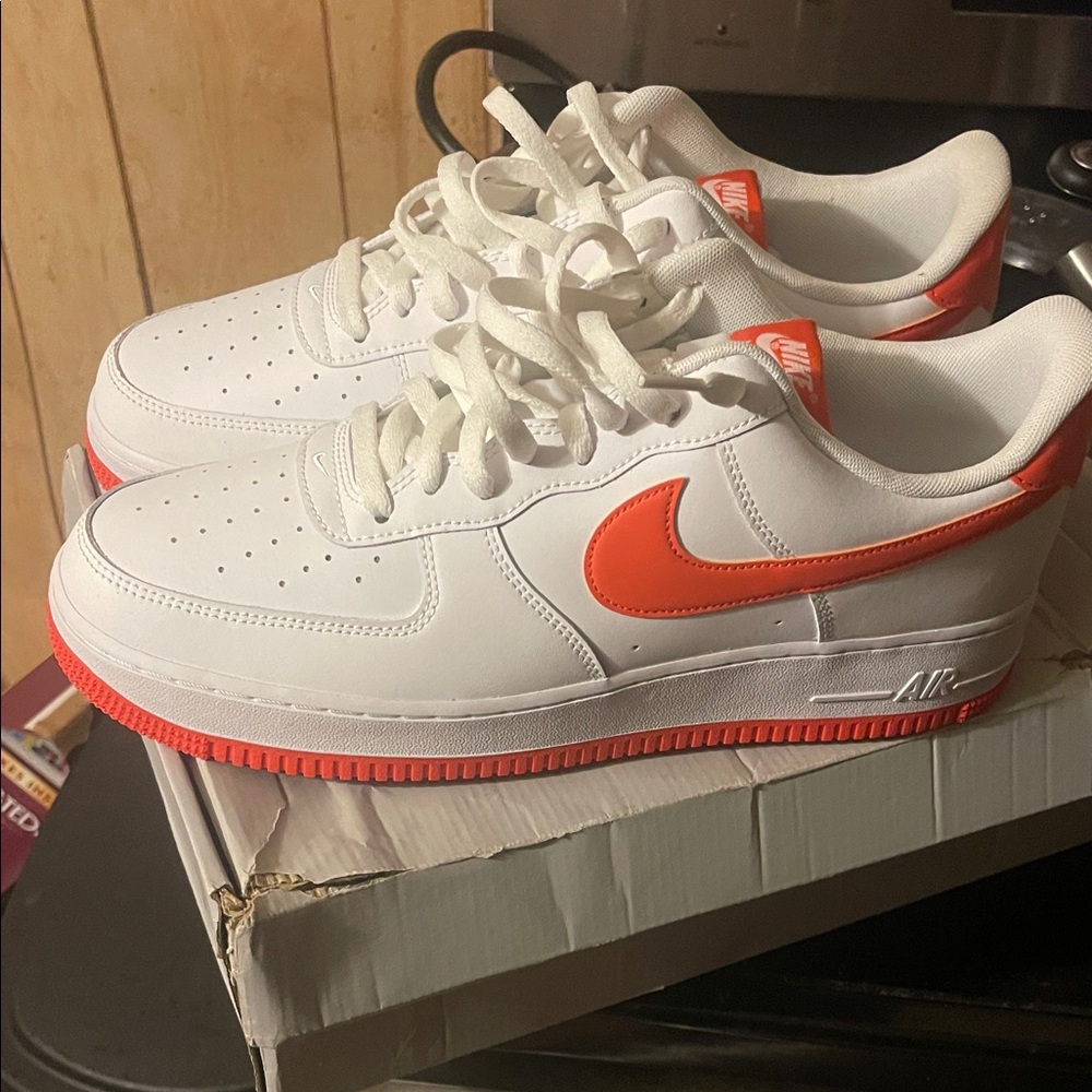 Nike Air Force 1 White and Red Sneakers